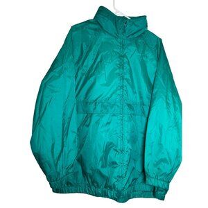 Vintage 1980s Teal Wind Breaker Jacket Current Seen Sz 1X Snap Front